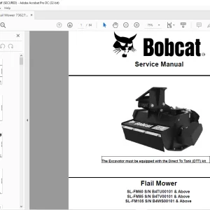 Bobcat Flail Mower SL-FM60 SL-FM85 SL-FM105 Service Manual 7362783 (06-19) -  PDF DOWNLOAD