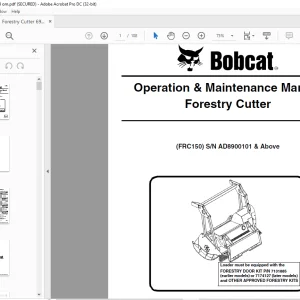Bobcat Forestry Cutter FRC150 Operation & Maintenance Manual SN AD8900101 & Above -  PDF DOWNLOAD