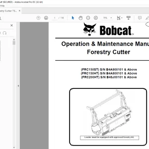 Bobcat Forestry Cutter FRC150ST FRC150HT FRC200HT Operation & Maintenance Manual -  PDF DOWNLOAD