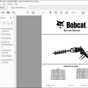 Bobcat Front Direct Drive Auger Lowe 10 12 12 12H 15 15C 15H 15H 18 18H 20 20H 30 30C 30H 30H Service Manual - PDF DOWNLOAD