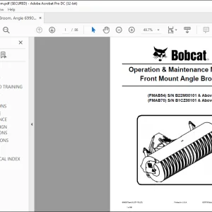 Bobcat Front Mount Angle Broom FMAB54 FMAB70 Operation & Maintenance Manual 6990575 (07-18) -  PDF DOWNLOAD