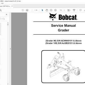 Bobcat Grader 96 108 Service Manual - PDF DOWNLOAD