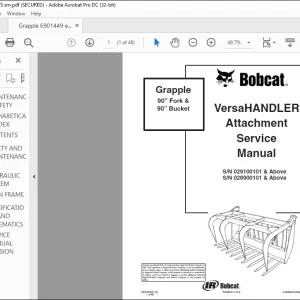 Bobcat Grapple 90” Fork & 90” Bucket Service Manual 6901449 (6-12)  - PDF DOWNLOAD