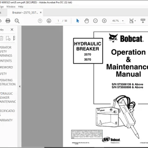 Bobcat HYDRAULIC BREAKER 2570 3570 Operation & Maintenance Manual  - PDF DOWNLOAD