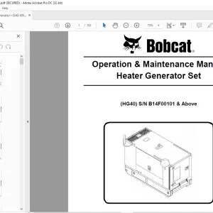 Bobcat Heater Generator Set HG40 Operation & Maintenance Manual SNB14F00101 & Above -  PDF DOWNLOAD