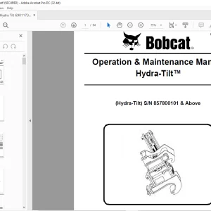 Bobcat Hydra-Tilt™ Operation & Maintenance Manual SN 857800101 & Above  -  PDF DOWNLOAD