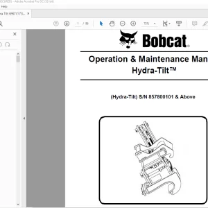 Bobcat Hydra-Tilt™ Operation & Maintenance Manual SN 857800101 & Above -  PDF DOWNLOAD