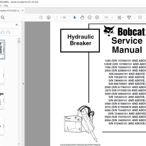 Bobcat Hydraulic Breaker 1250 1250X 1560 2500 2560 2570 3500 3560 3570 5060 5500 6560 Service Manual 6720280 (6-12) -  PDF DOWNLOAD