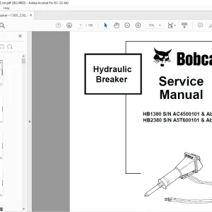Bobcat Hydraulic Breaker HB1380 HB2380 Service Manual 6904929 (3-09)  - PDF DOWNLOAD