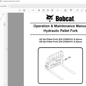 Bobcat Hydraulic Pallet Fork 42 48 Operation & Maintenance Manual  - PDF DOWNLOAD