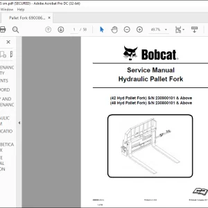 Bobcat Hydraulic Pallet Fork 42 Hyd Pallet Fork 48 Hyd Pallet Fork Service Manual  - PDF DOWNLOAD