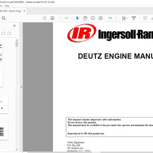 Bobcat Ingersoll-Rand WL 350 Deutz Engine Operation Manual 22582639 (6-12) - PDF DOWLNOAD