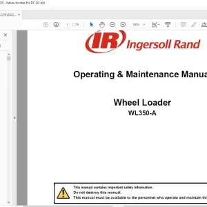 Bobcat Ingersoll Rand WL350-A Wheel Loader Operating & Maintenance Manual 22915433 - PDF DOWNLOAD
