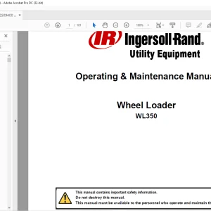 Bobcat Ingersoll Rand WL350 Wheel Loader Operating & Maintenance Manual 22509400 - PDF DOWNLOAD