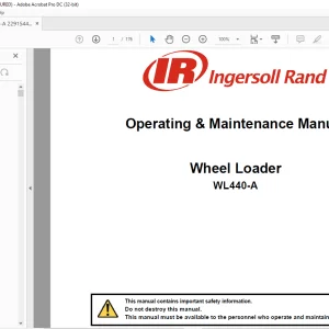 Bobcat Ingersoll Rand WL440-A Wheel Loader Operating & Maintenance Manual 22915441 - PDF DOWNLOAD