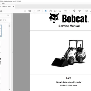 Bobcat L23 Small Articulated Loader Service Manual SN B4LC11001 & Above - PDF DOWNLOAD