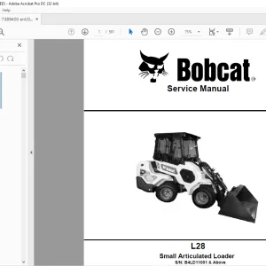 Bobcat L28 Small Articulated Loader Service Manual SN B4LD11001 & Above - PDF DOWNLOAD
