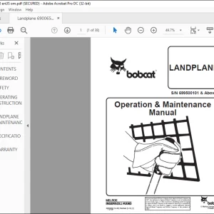 Bobcat LANDPLANE Operation & Maintenance Manual SN 699500101 & Above  -  PDF DOWNLOAD