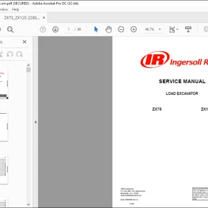 Bobcat LOAD EXCAVATOR ZX75 ZX125 Ingersoll Rand SERVICE MANUAL  -  PDF DOWNLOAD