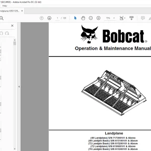 Bobcat Landplane 48 72 78 Operation & Maintenance Manual 6901095 (08-20) - PDF DOWNLOAD