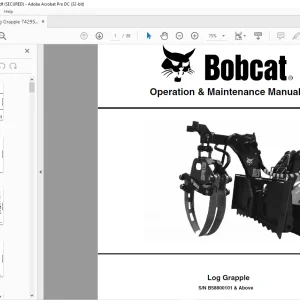 Bobcat Log Grapple Operation & Maintenance Manual SN B58800101 & Above -  PDF DOWNLOAD