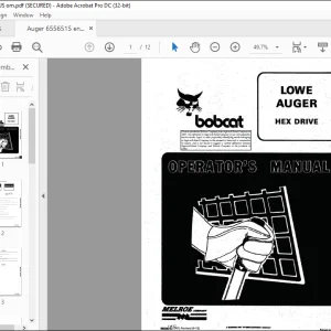 Bobcat Lowe Auger Hex Drive Operation & Maintenance Manual  - PDF DOWNLOAD