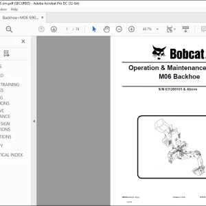 Bobcat M06 Backhoe  Operation & Maintenance Manual SN 631200101 & Above -  PDF DOWNLOAD