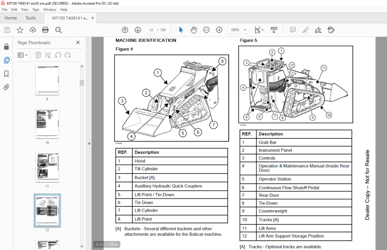 Bobcat MT100 Mini Track Loader Operation & Maintenance Manual SN