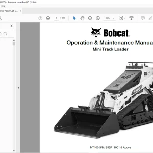 Bobcat MT100 Mini Track Loader Operation & Maintenance Manual SN B52P11001 & Above - PDF DOWNLOAD