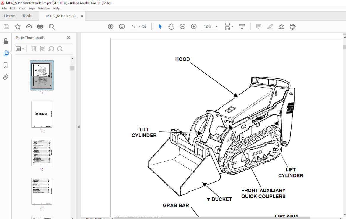 Bobcat MT52 & MT55 Mini Track Loader Service Manual 6986859 (10-20