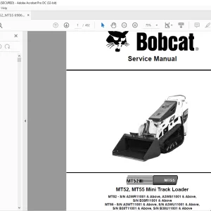 Bobcat MT52 & MT55 Mini Track Loader Service Manual 6986859 (10-20) - PDF DOWNLOAD
