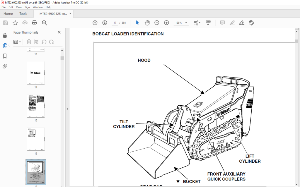 Bobcat MT52 Mini Track Loader Service Manual 6902525 (6-12) - PDF