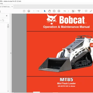 Bobcat MT85 Mini Track Loader Operation & Maintenance Manual SN B3TR11001 & Above - PDF DOWNLOAD