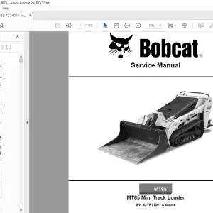 Bobcat MT85 Mini Track Loader Service Manual SN B3TR11001 & Above - PDF DOWNLOAD