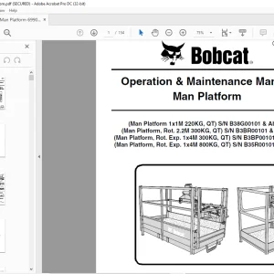 Bobcat Man Platform 1x1M 220KG,QT 2.2M 300KG,QT 1x4M 300KG,QT 1x4M 800KG,QT Operation & Maintenance Manual - PDF DOWNLOAD