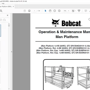 Bobcat Man Platform 1x1M 220KG,QT 2.2M 300KG,QT 1x4M 300KG,QT 1x4M 800KG,QT Operation & Maintenance Manual 6990964 (01-20) -  PDF DOWNLOAD