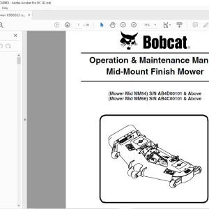 Bobcat Mid-Mount Finish Mower MM54 MM66 Operation & Maintenance Manual - PDF DOWNLOAD