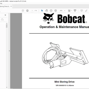 Bobcat Mini Boring Drive Operation & Maintenance Manual SN 006000101 & Above  - PDF DOWNLOAD