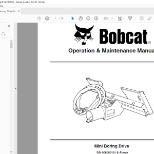 Bobcat Mini Boring Drive Operation & Maintenance Manual SN006000101 & Above  -  PDF DOWNLOAD