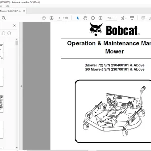 Bobcat Mower 72 90 Operation & Maintenance Manual 6986698 (12-09) - PDF DOWNLOAD