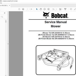Bobcat Mower 72 MI Finish Mower 72 90 Mower MI Finish Mower 90 Service Manual 6902088 (10-12) - PDF DOWNLOAD