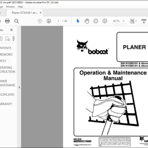 Bobcat PLANER Operation & Maintenance Manual  - PDF DOWNLOAD