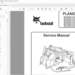 Bobcat PLANER Service Manual 6900886 (11–99) -  PDF DOWNLOAD