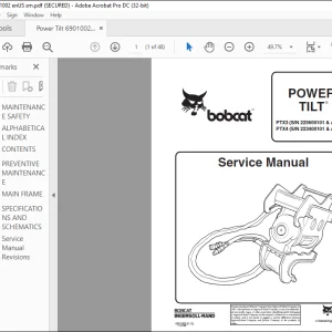 Bobcat POWER TILT® PTX3 PTX4 Service Manual 6901002 (6-12) -  PDF DOWNLOAD