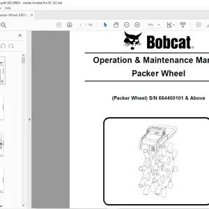 Bobcat Packer Wheel Operation & Maintenance Manual SN 664400101 & Above -  PDF DOWNLOAD