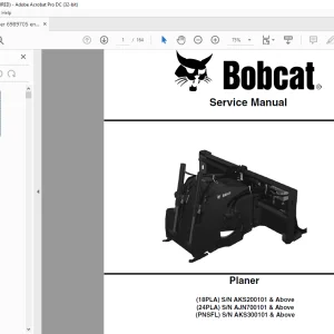 Bobcat Planer 18PLA 24PLA PNSFL Service Manual 6989705 (06-20) - PDF DOWNLOAD