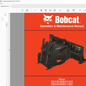 Bobcat Planer 18PLA 24PLA PNSL Operation & Maintenance Manual - PDF DOWNLOAD