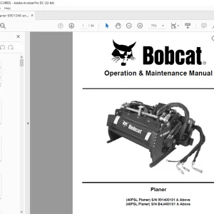 Bobcat Planer 40PSL 48PSL Operation & Maintenance Manual – PDF DOWNLOAD