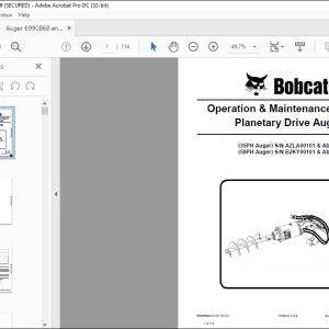 Bobcat Planetary Drive Auger 35PH Auger 35PH Auger Operation & Maintenance Manual 6990868 (07-18) - DOWNLOAD