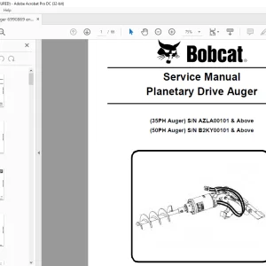 Bobcat Planetary Drive Auger 35PH Auger 50PH Auger Service Manual - PDF DOWNLOAD